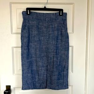 Ann Taylor Front Slit Linen Pencil Skirt